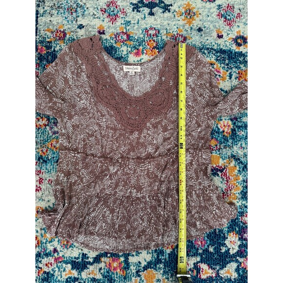 Bloomfield Women's Brown Metallic Crochet Peasant Boho Blouse Size Medium - Picture 6 of 7